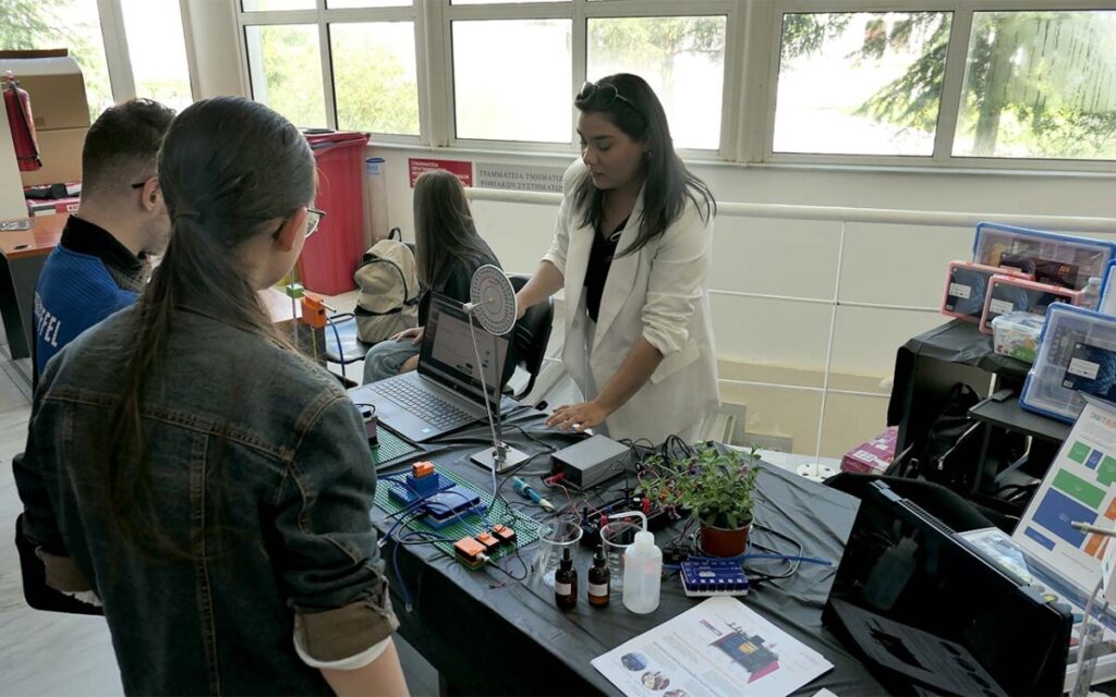 people interacting in a technology venue